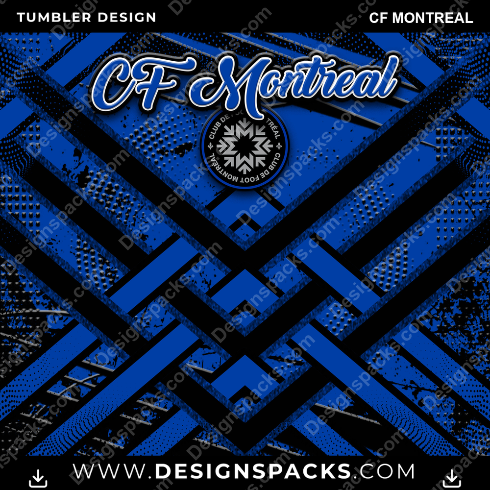 US Soccer Glitter Stripe CF Montreal Tumbler Digital Wrap Design