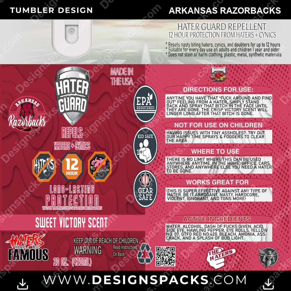 College Sport Hater Guard Arkansas Razorbacks NCAA College Sport Tumbler Digital Wrap Design Download