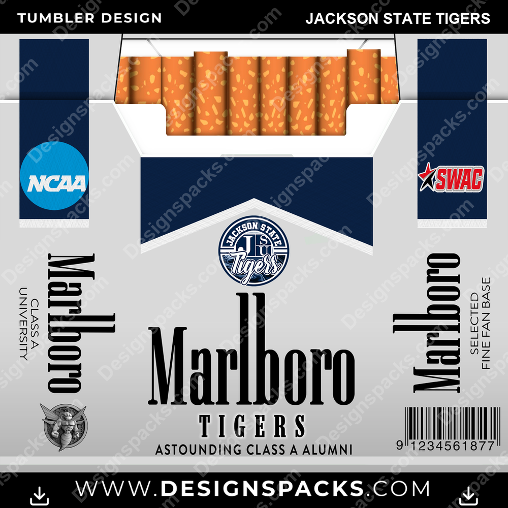 College Sport Marlboro Jackson State Tigers NCAA College Sport Tumbler Digital Wrap Design Download