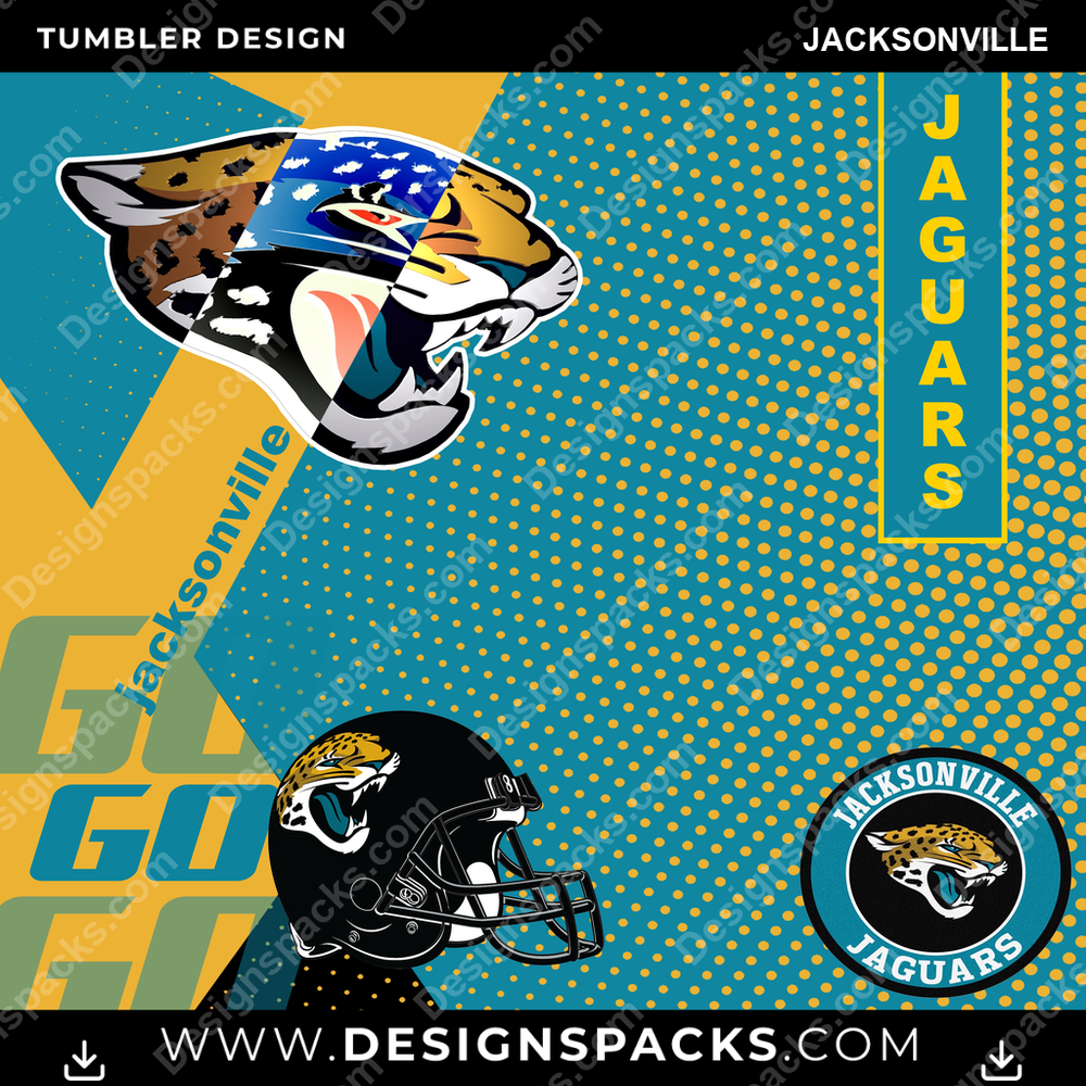 Football GO Jacksonville Tumbler Digital Wrap Design