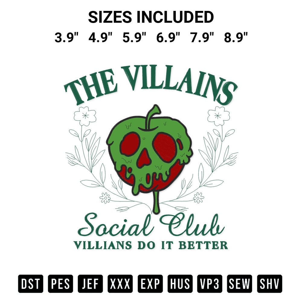 Shop the The Villains Social Club Villains Do It Better Embroidery Design machine embroidery pattern at Designspacks.com. Beautifully digitized for flawless stitching on any fabric. Available sizes: 3.9", 4.9", 5.9", 6.9", 7.9", 8.9".