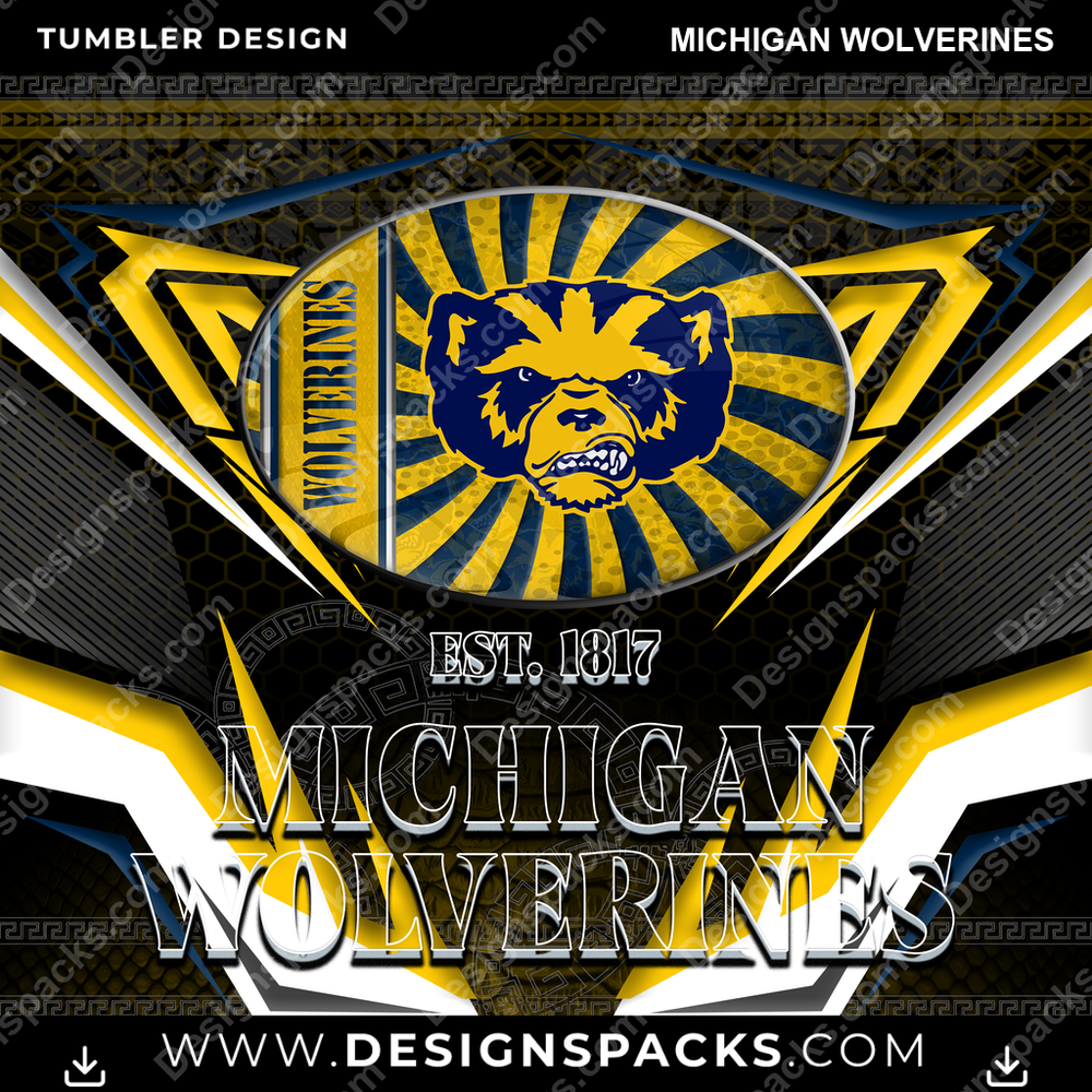 College Sport Tribal Michigan Wolverines NCAA College Sport Tumbler Digital Wrap Design Download