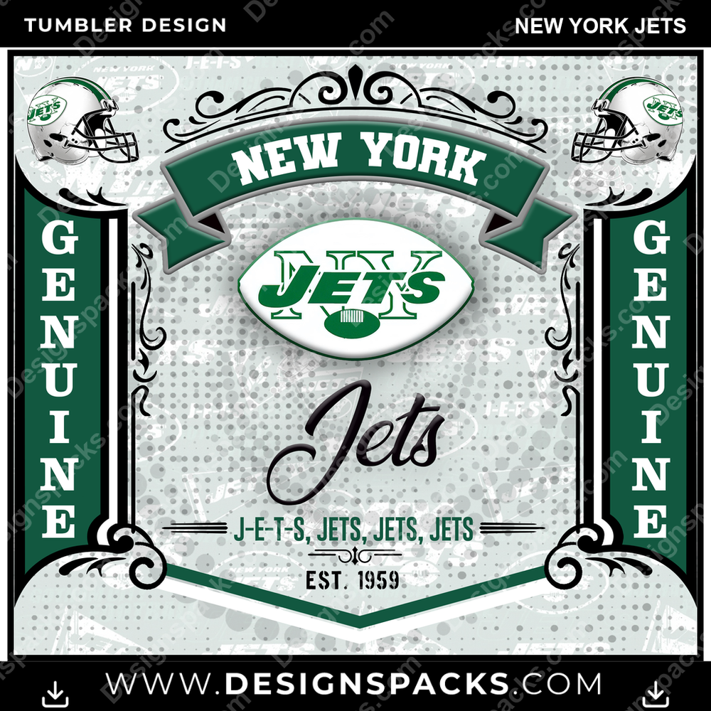 Football Bud New York Jets NFL Football Tumbler Digital Wrap Design Download