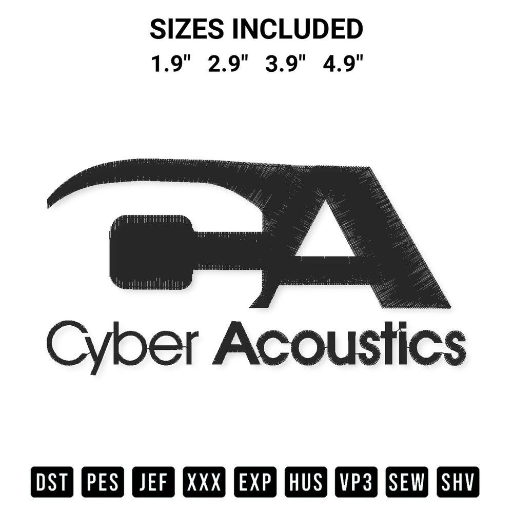 Create amazing crafts with the Cyber Acoustics Embroidery Design embroidery file. High-quality digital download from Designspacks.com, perfect for beginners and pros. Available sizes: 1.9", 2.9", 3.9", 4.9".