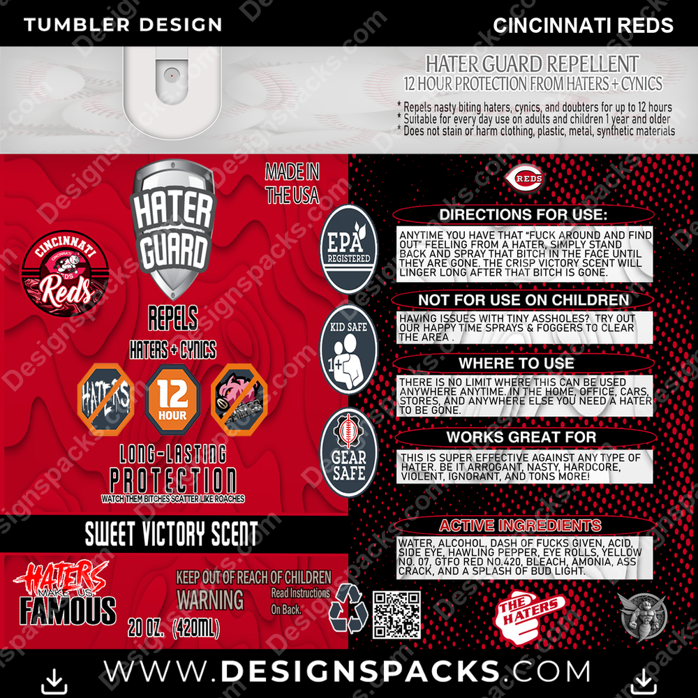 Baseball Hater Guard Cincinnati Reds Tumbler Digital Wrap Design