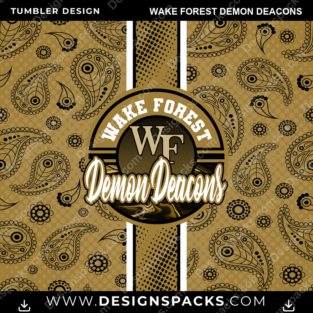 College Sport Handkerchief Wake Forest Demon Deacons NCAA College Sport Tumbler Digital Wrap Design Download