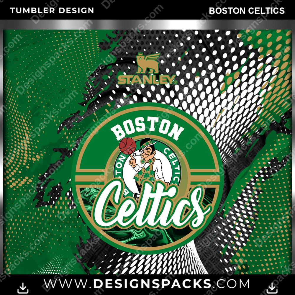 Basketball Stanley Boston Celtics Tumbler Digital Wrap Design
