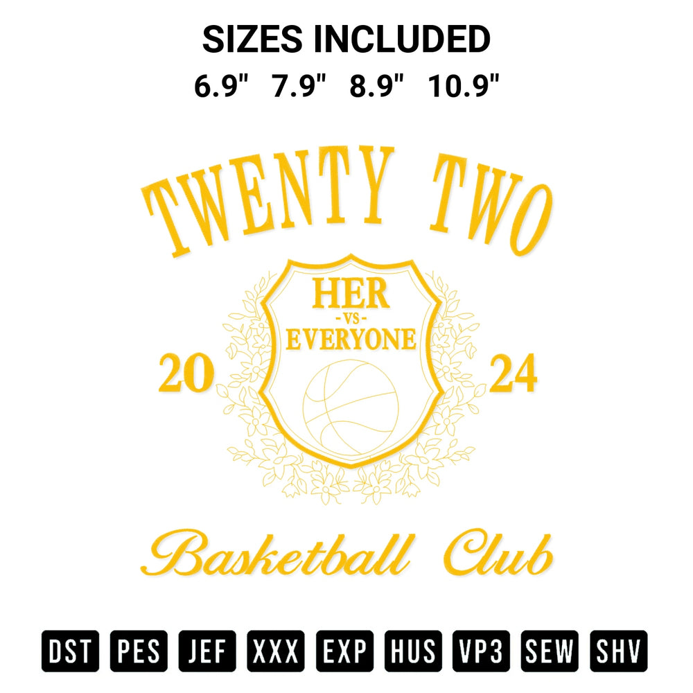 Stitch like a pro with the Caitlin Clark Twenty Two Basketball Club 2024 Embroidery Design embroidery pattern from Designspacks.com. High-quality digital machine embroidery file. Available sizes: 6.9", 7.9", 8.9", 10.9".