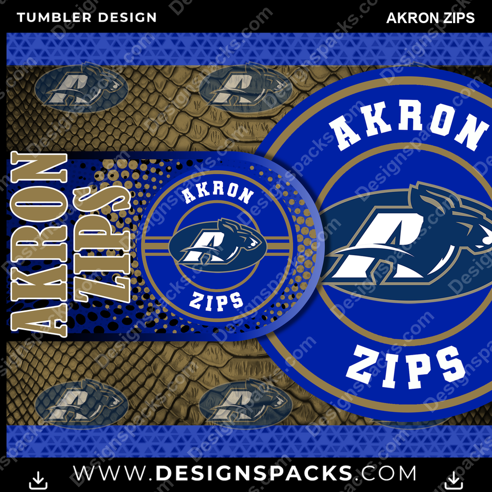 College Sport Hyper Akron Zips Tumbler Digital Wrap Design