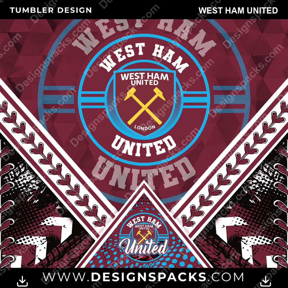 Soccer UK Diamond West Ham United Tumbler Digital Wrap Design