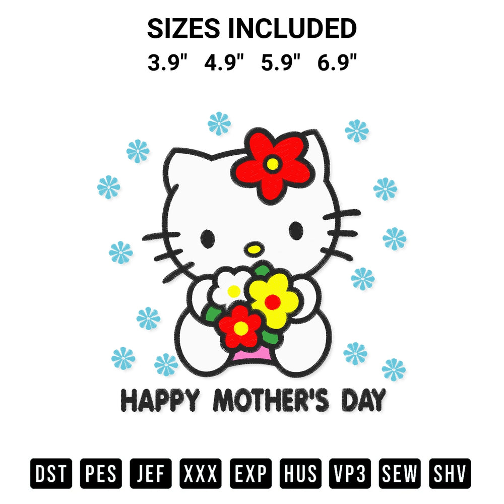 Download the Happy Mothers Day Hello Kitty Embroidery Design machine embroidery design exclusively at Designspacks.com. Premium digitized pattern for apparel and DIY crafts. Available sizes: 3.9", 4.9", 5.9", 6.9".