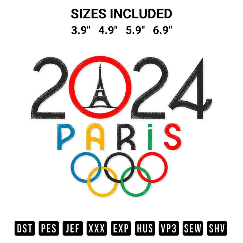 Shop the 2024 Paris Olympic Games Embroidery Design machine embroidery pattern at Designspacks.com. Beautifully digitized for flawless stitching on any fabric. Available sizes: 3.9", 4.9", 5.9", 6.9".