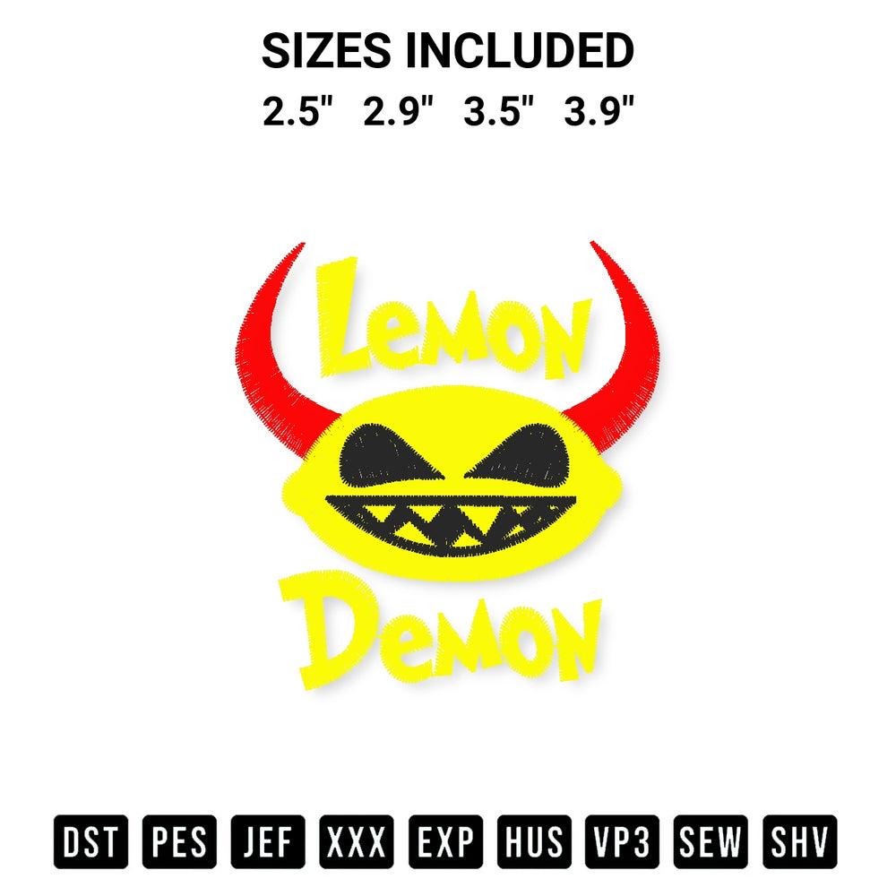 Download the Lemon Demon Embroidery Design machine embroidery design exclusively at Designspacks.com. Premium digitized pattern for apparel and DIY crafts. Available sizes: 2.5", 2.9", 3.5", 3.9".