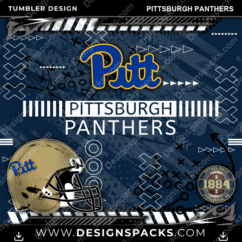 College Sport Xs & Os Pittsburgh Panthers NCAA College Sport Tumbler Digital Wrap Design Download