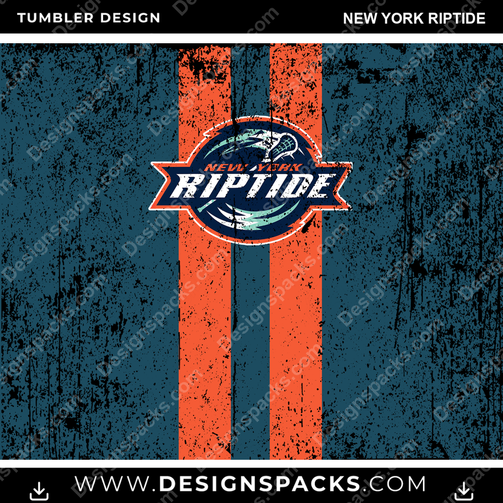 Lacrosse Grunge Style New York Riptide Tumbler Digital Wrap Design
