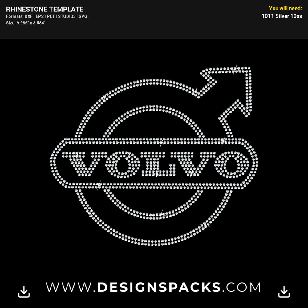 Volvo Car Logo Automotive Shirt Rhinestone Digital Template