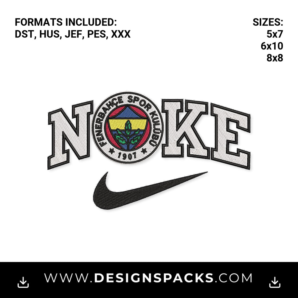 Fenerbahce Nike Swoosh Logo Embroidery Design - Instant digital download pattern at Designspacks.com