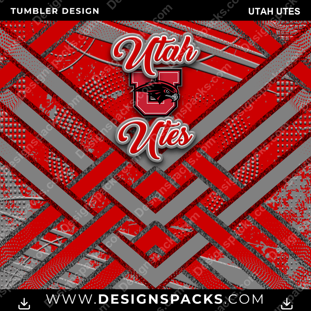 College Sport Glitter Stripe Utah Utes Tumbler Digital Wrap Design