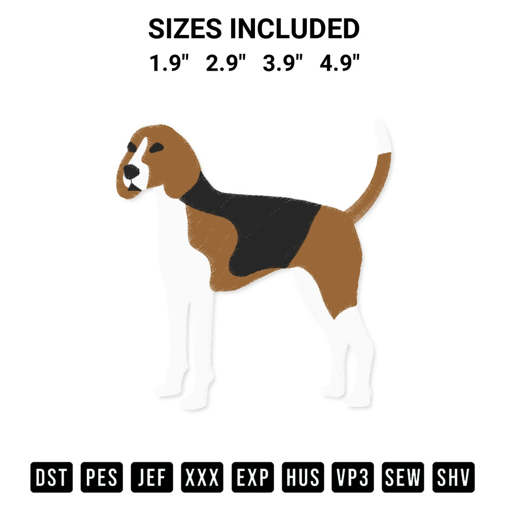 Elevate your next project with our American Foxhound Dog Embroidery Design embroidery file. Shop high-quality digital patterns instantly at Designspacks.com. Available sizes: 1.9", 2.9", 3.9", 4.9".