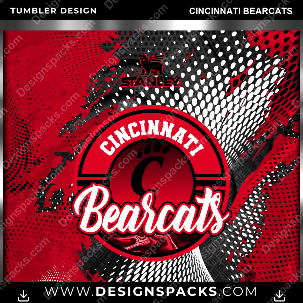 College Sport Stanley Cincinnati Bearcats Tumbler Digital Wrap Design