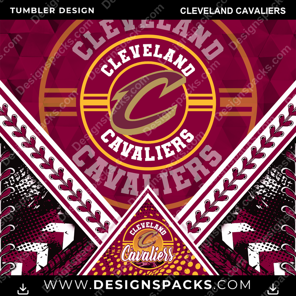 Basketball Diamond Cleveland Cavaliers Tumbler Digital Wrap Design