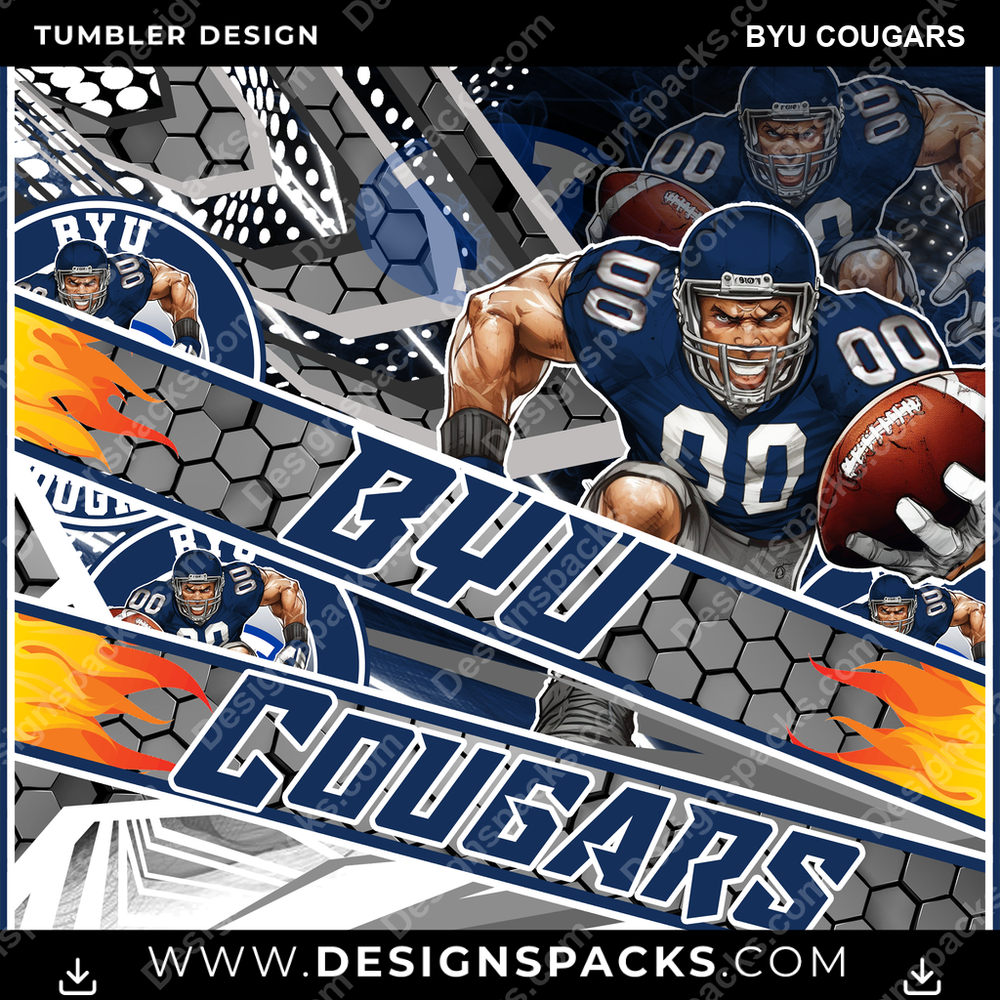 College Sport Fathead BYU Cougars Tumbler Digital Wrap Design