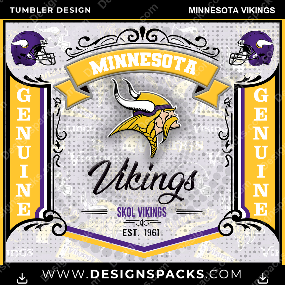Football Bud Minnesota Vikings Tumbler Digital Wrap Design