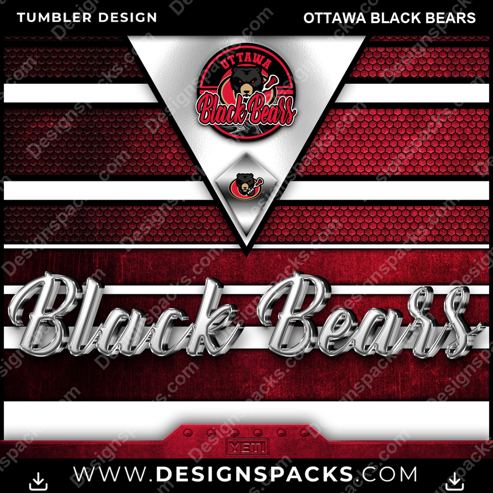 Lacrosse YETI Ottawa Black Bears Tumbler Digital Wrap Design