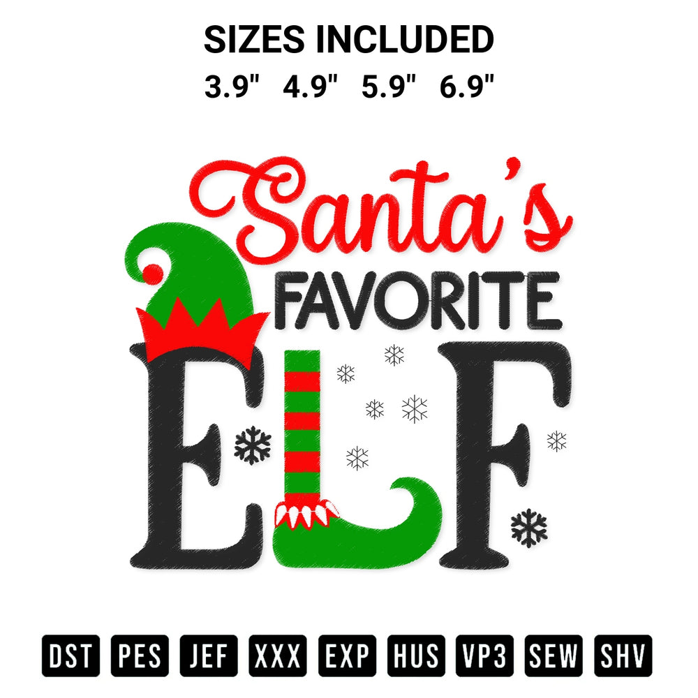 Shop the Santas Favorite Elf Embroidery Design machine embroidery pattern at Designspacks.com. Beautifully digitized for flawless stitching on any fabric. Available sizes: 3.9", 4.9", 5.9", 6.9".