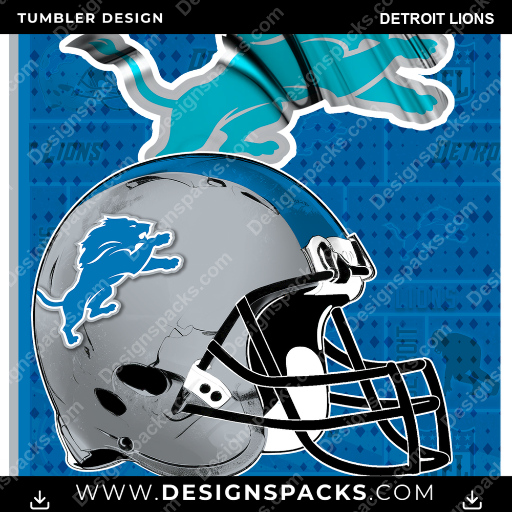 Football Posters Detroit Lions Tumbler Digital Wrap Design