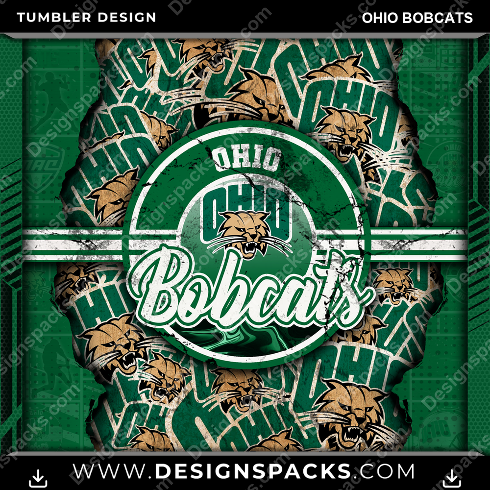 College Sport Ripped Ohio Bobcats NCAA College Sport Tumbler Digital Wrap Design Download