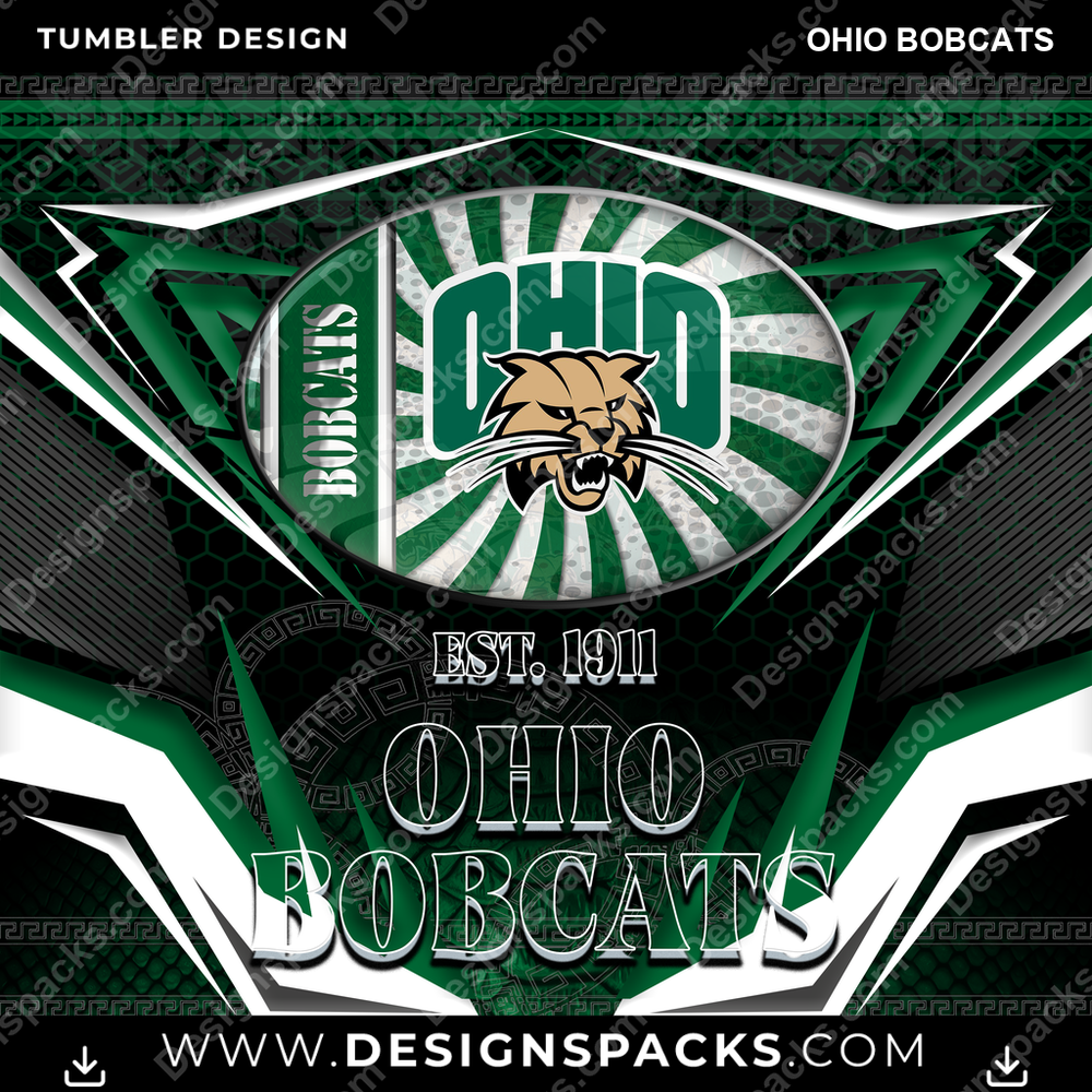 College Sport Tribal Ohio Bobcats NCAA College Sport Tumbler Digital Wrap Design Download