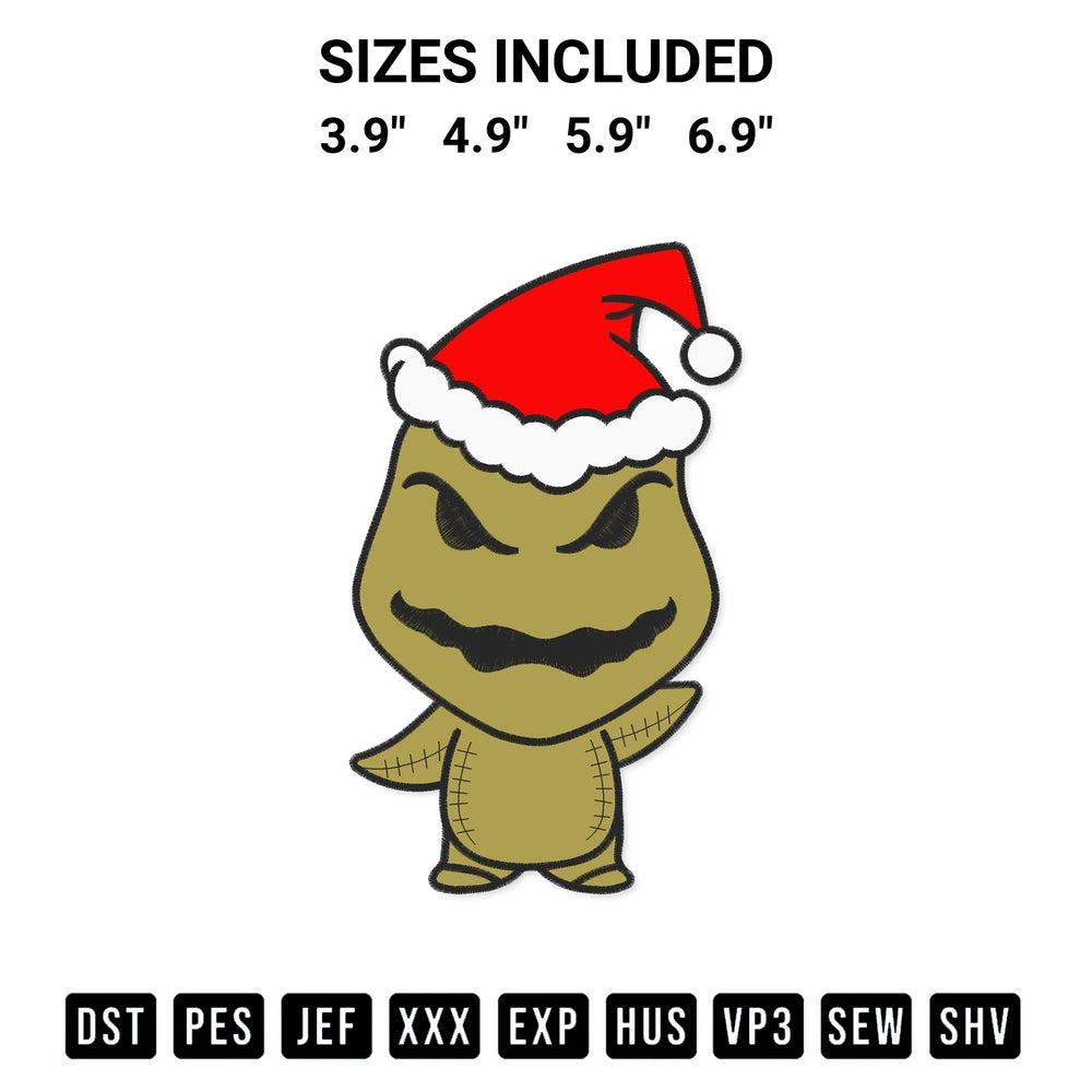 Create amazing crafts with the Chibi Oogie Boogie Christmas Embroidery Design embroidery file. High-quality digital download from Designspacks.com, perfect for beginners and pros. Available sizes: 3.9", 4.9", 5.9", 6.9".