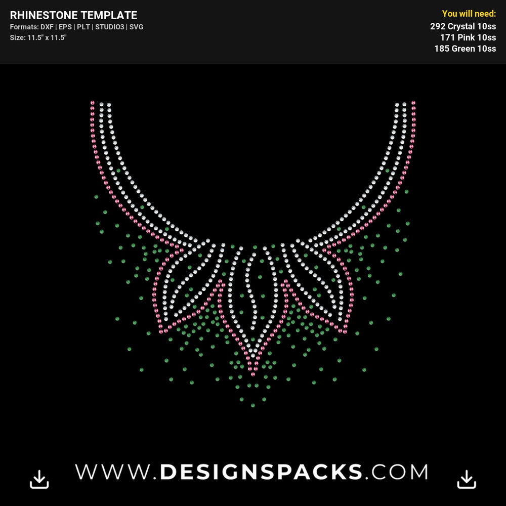 Flower Necklace Rhinestone Digital Template