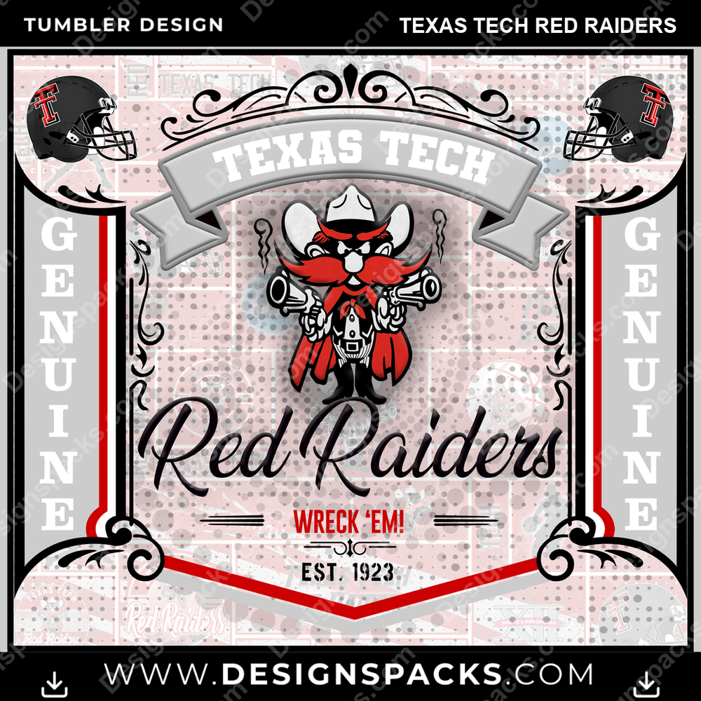 College Sport Bud Texas Tech Red Raiders Tumbler Digital Wrap Design