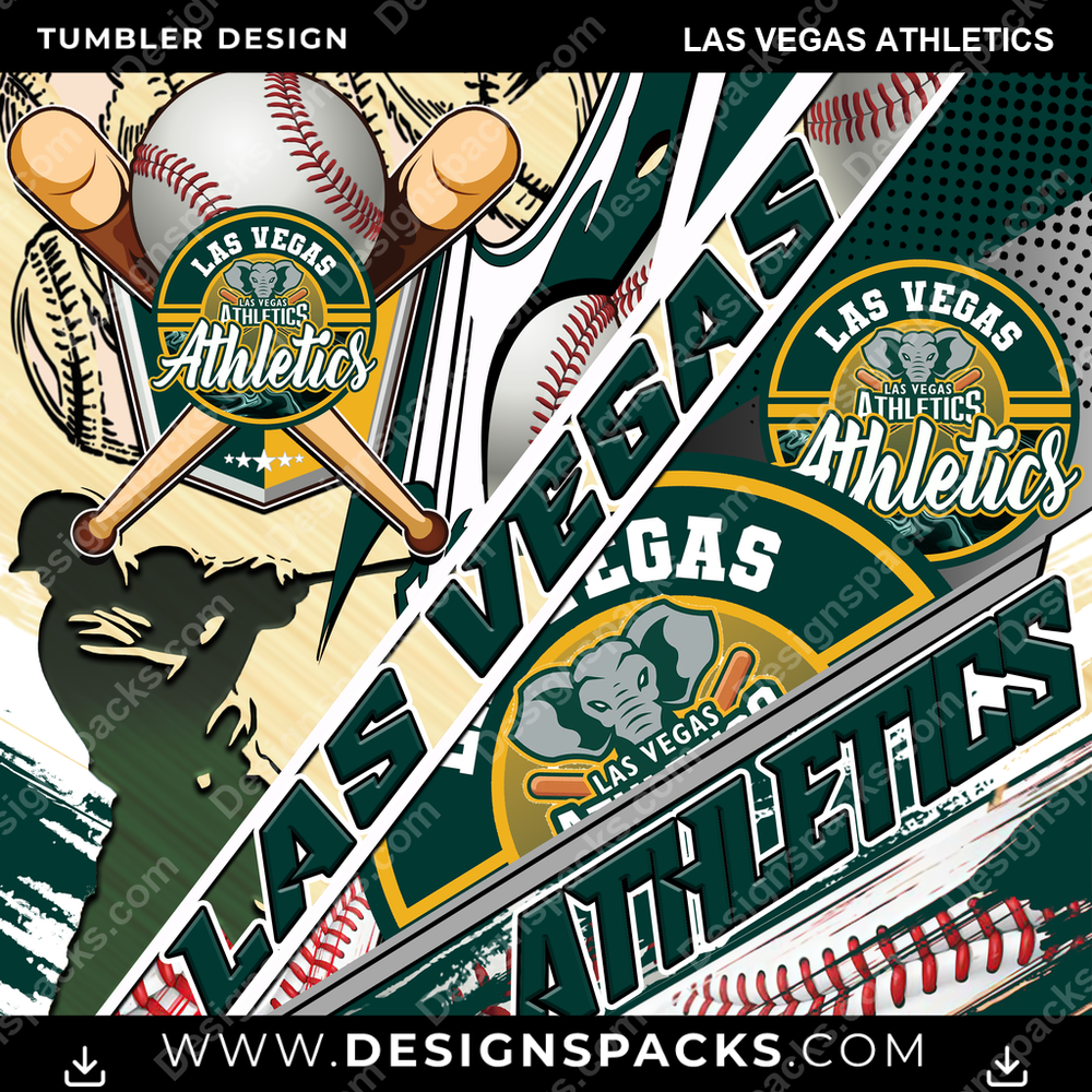 Baseball Silhouette Las Vegas Athletics Tumbler Digital Wrap Design