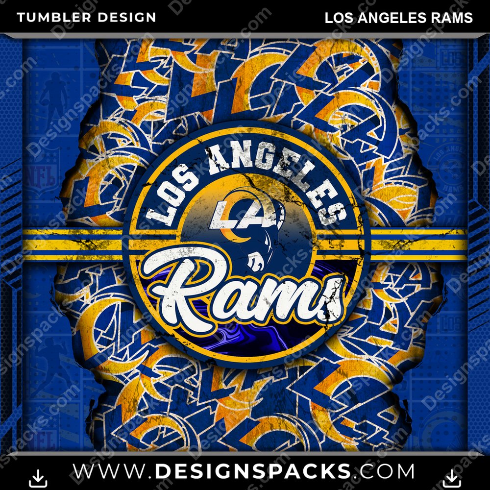 Football Ripped Los Angeles Rams NFL Football Tumbler Digital Wrap Design Download