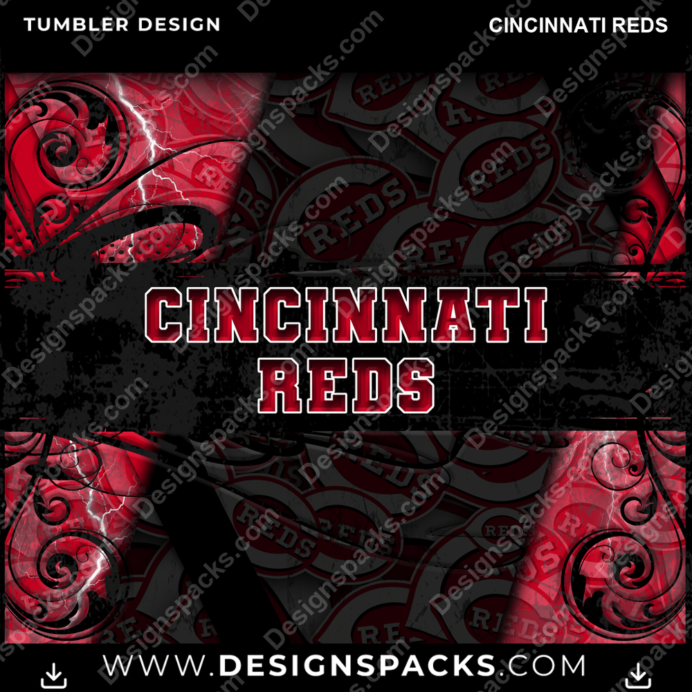Baseball Elegant Cincinnati Reds Tumbler Digital Wrap Design