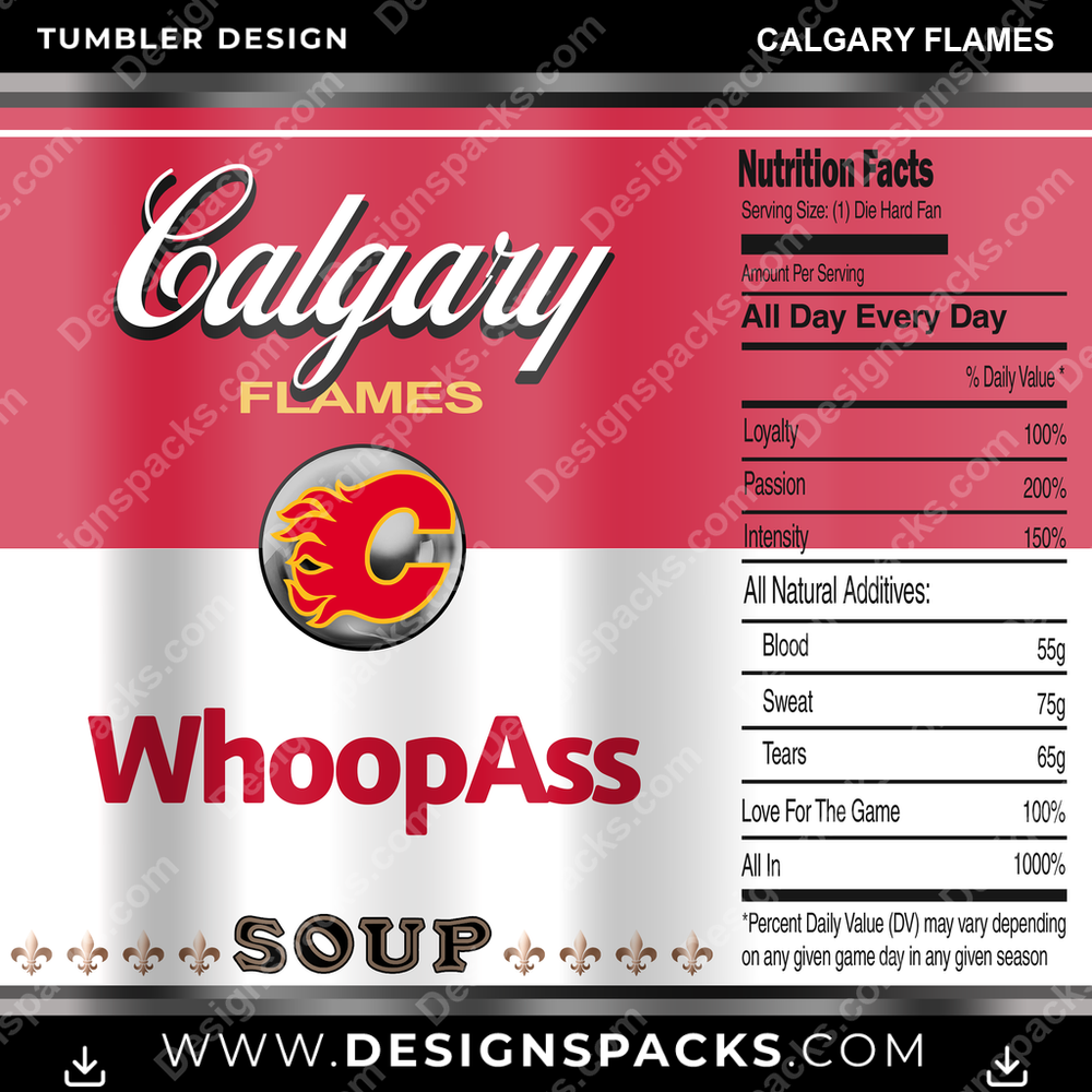 Ice Hockey Soup Can Calgary Flames Tumbler Digital Wrap Design