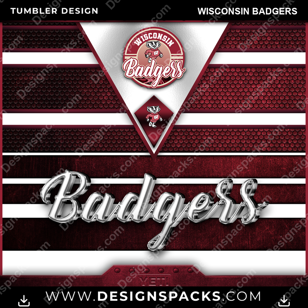 College Sport YETI Wisconsin Badgers NCAA College Sport Tumbler Digital Wrap Design Download