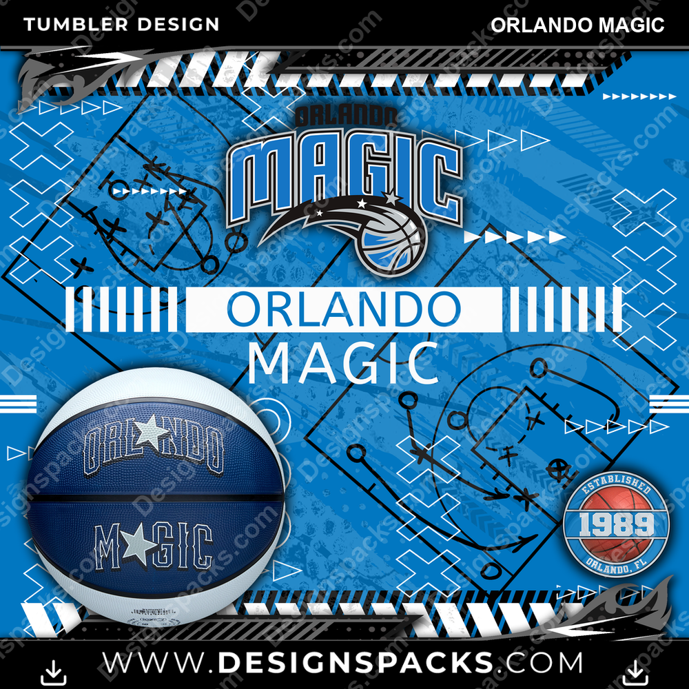 Basketball Xs & Os Orlando Magic Tumbler Digital Wrap Design