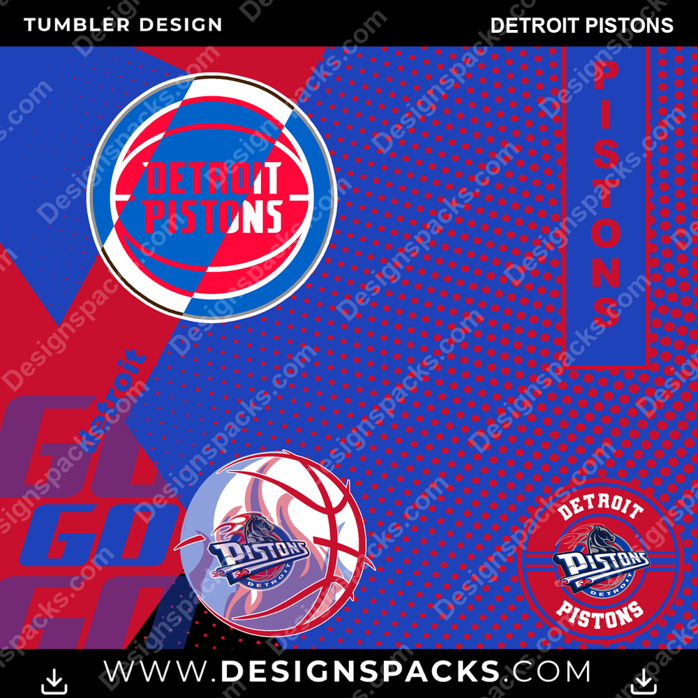 Basketball GO Detroit Pistons Tumbler Digital Wrap Design