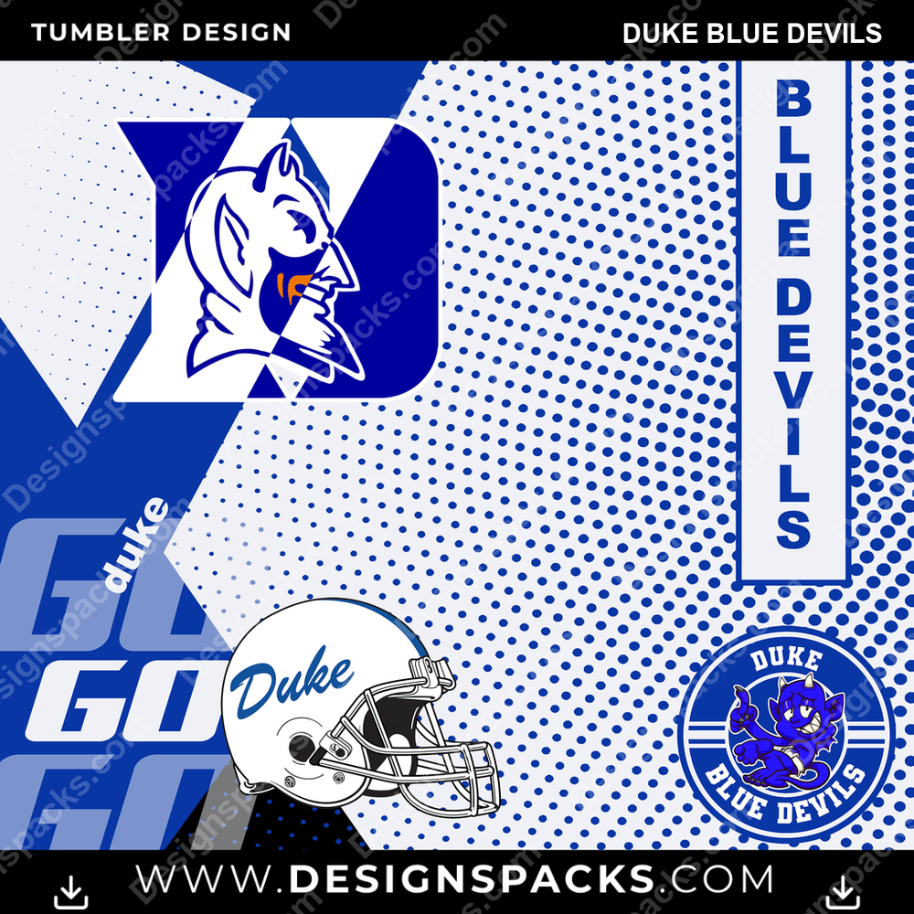 College Sport GO Duke Blue Devils Tumbler Digital Wrap Design