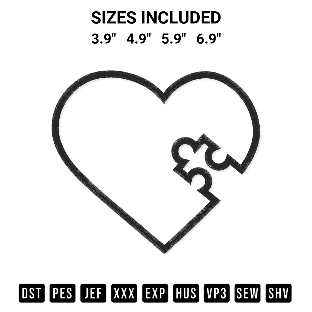 Looking for the perfect pattern? Download the Heart Puzzle Embroidery Design embroidery design today at Designspacks.com. Crisp, clean stitching guaranteed. Available sizes: 3.9", 4.9", 5.9", 6.9".