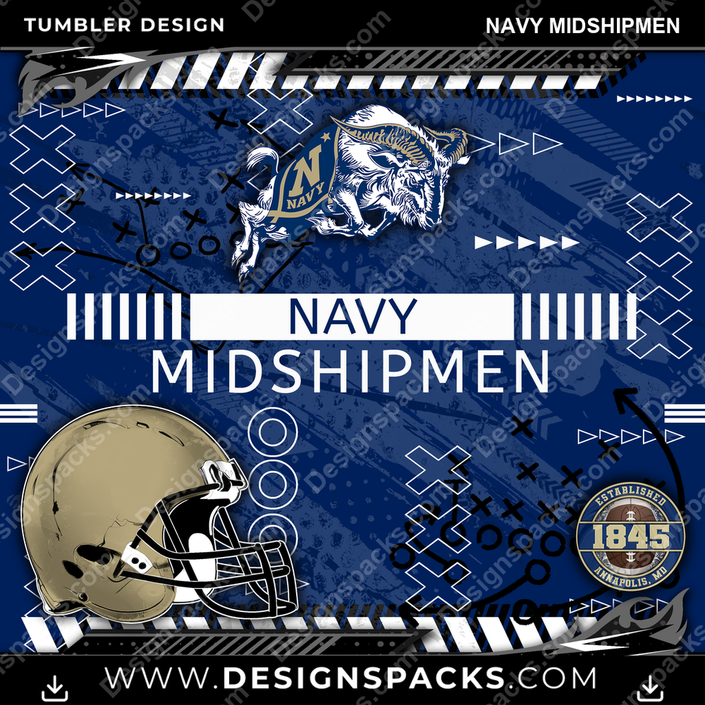 College Sport Xs & Os Navy Midshipmen NCAA College Sport Tumbler Digital Wrap Design Download