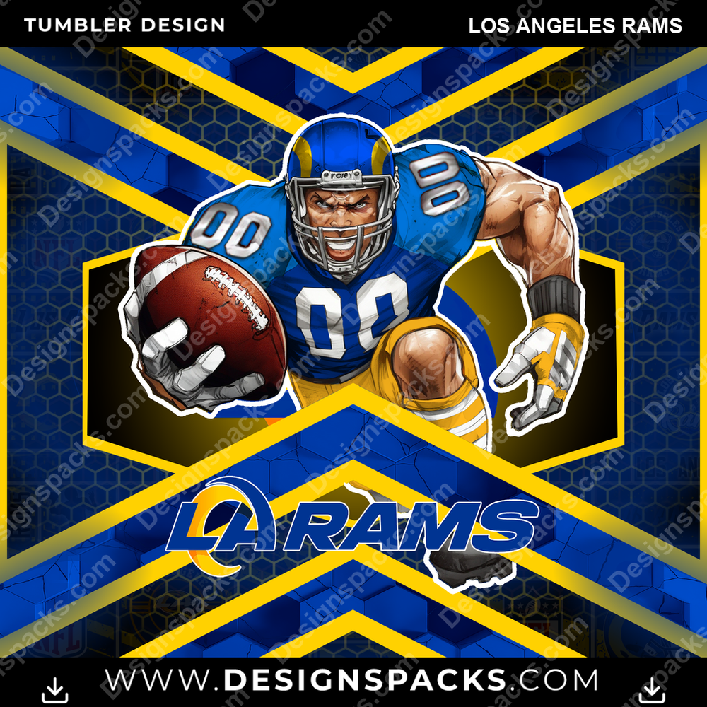 Football Honeycomb Los Angeles Rams Tumbler Digital Wrap Design