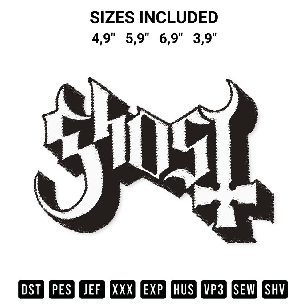 Get the Ghost Band Ghost B.C Logo Embroidery Design embroidery design for your custom crafts! Premium digitized files available for instant download at Designspacks.com. Available sizes: 4,9", 5,9", 6,9", 3,9".