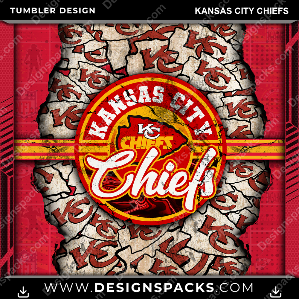 Football Ripped Kansas City Chiefs Tumbler Digital Wrap Design
