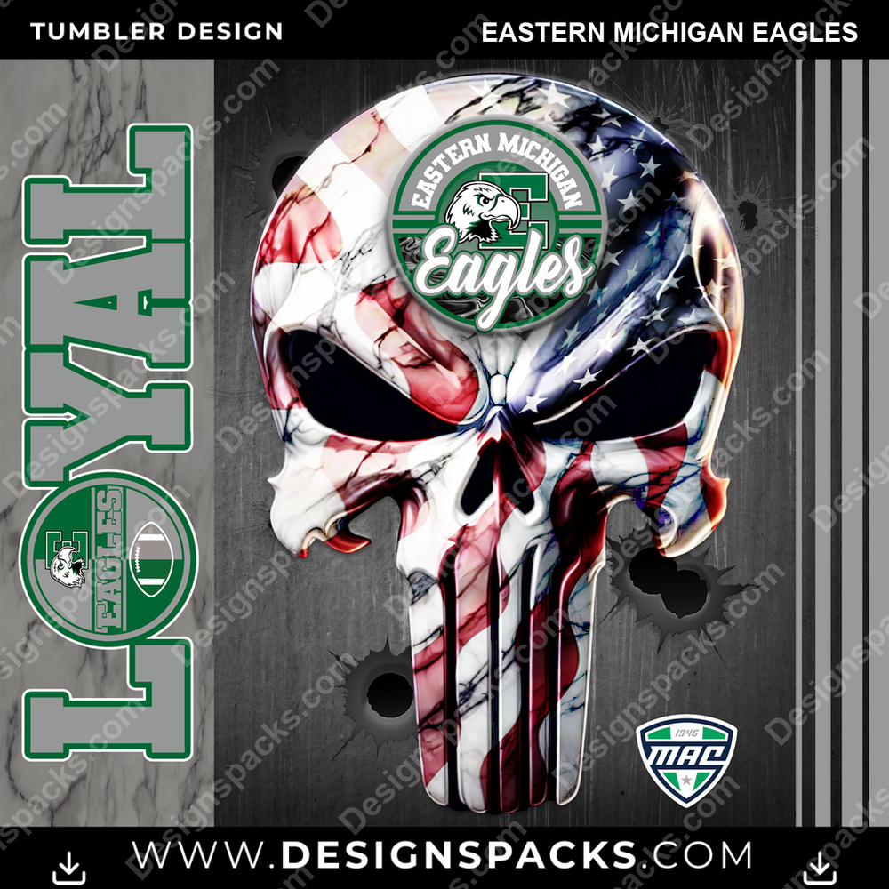 College Sport Loyal Eastern Michigan Eagles Tumbler Digital Wrap Design