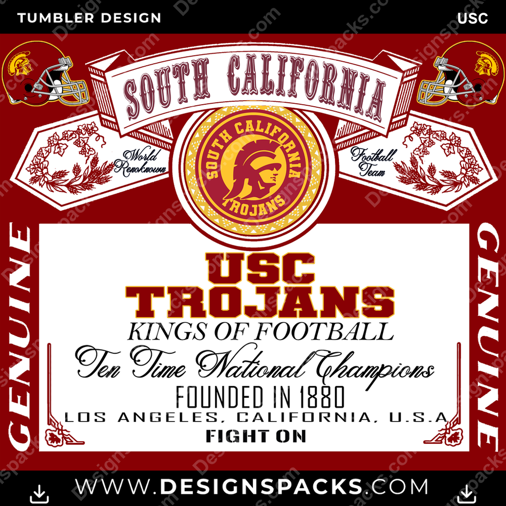 College Sport Bud USC Tumbler Digital Wrap Design